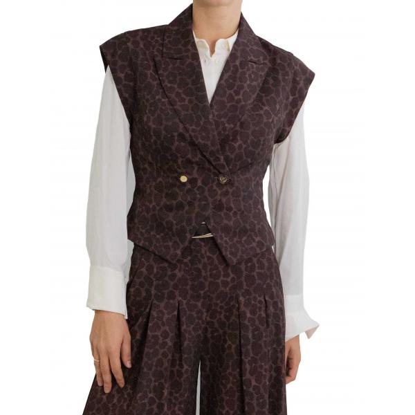 Gilet doppio petto stampa animalier spalle strutturate Imperial